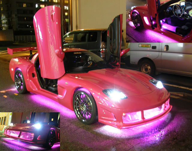パールピンクにオールペンしたコルベットC5 Z51完成直後の写真